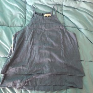 Ruffle Denim Blue Tank Top